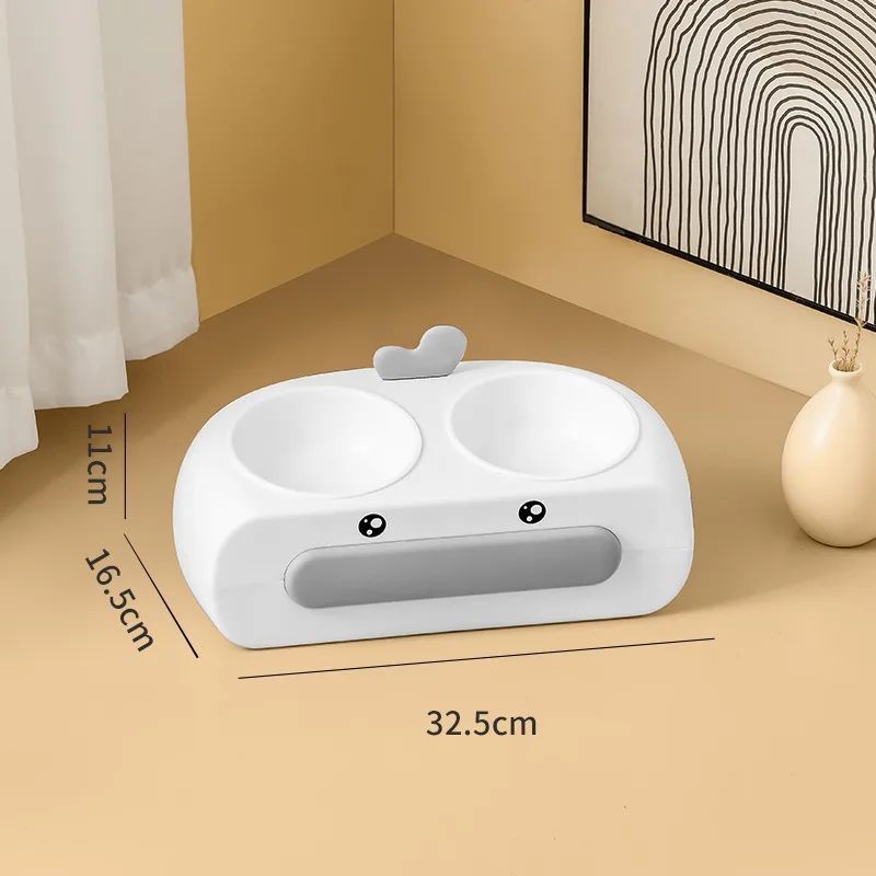 Duck-Shaped Double Pet Bowl for Cats & Dogs