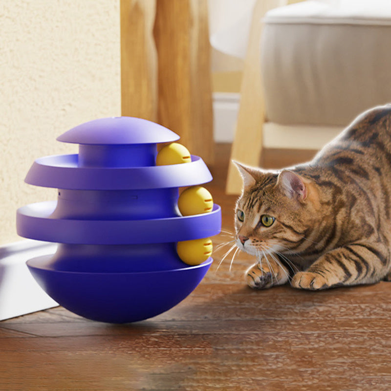 3-Layer Interactive Cat Tower with Turntable and Balls