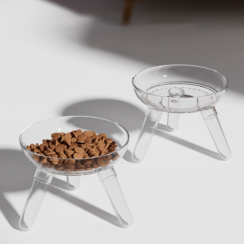 Transparent Anti-Knock Glass Pet Bowl for Cats & Dogs