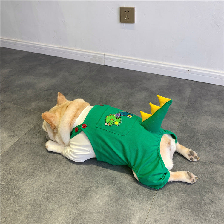 French-Style Dinosaur Suspenders Outfit for Small and Medium Dogs