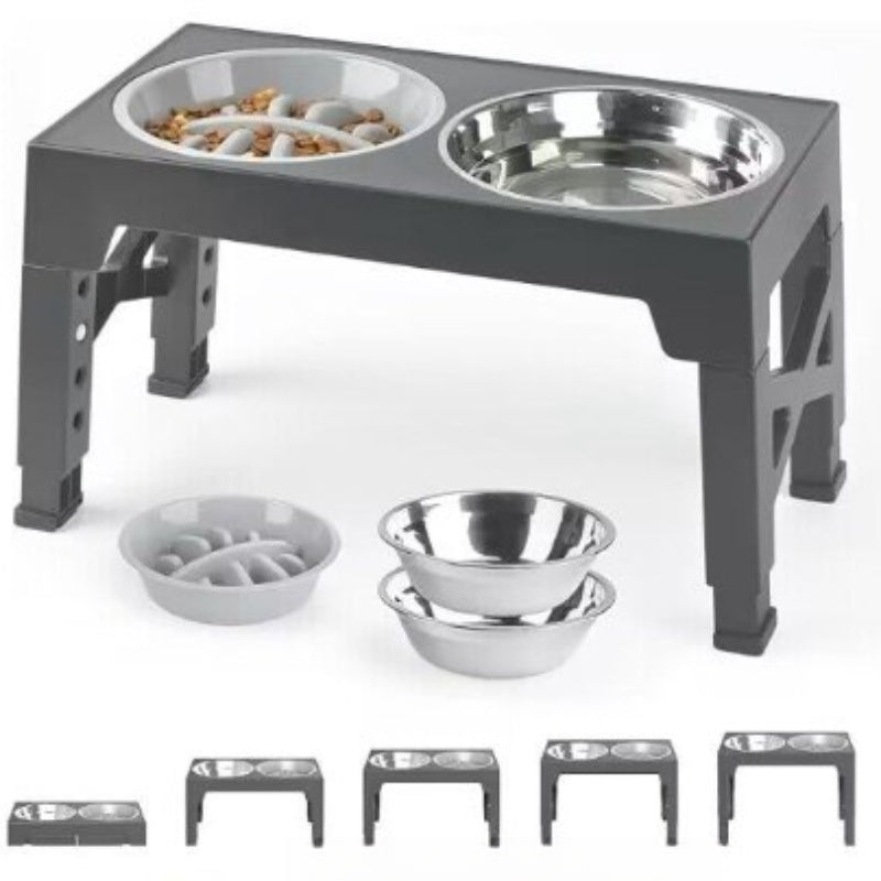 Adjustable Elevated Dog Feeding Bowl with Neck Protection