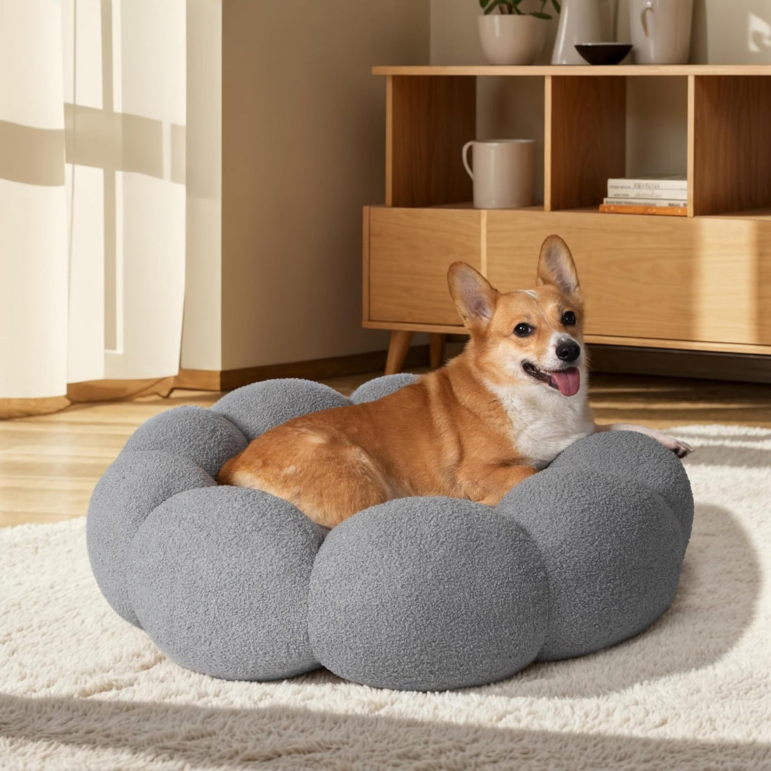 Fluffy Round Calming Cat & Dog Donut Bed, Non-Slip