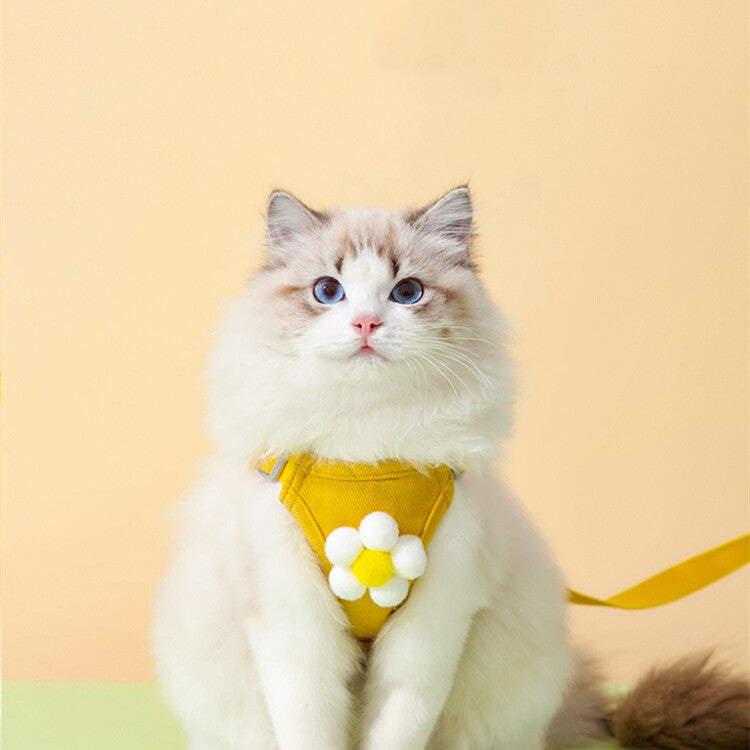 Anti-Breakaway Undershirt-Style Cat Chest Harness with Leash