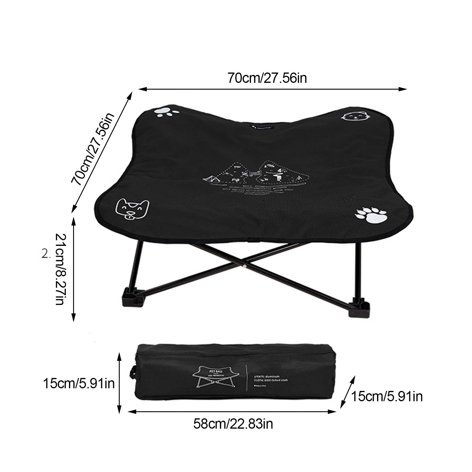 Outdoor Foldable Pet Bed with Detachable Washable Cover