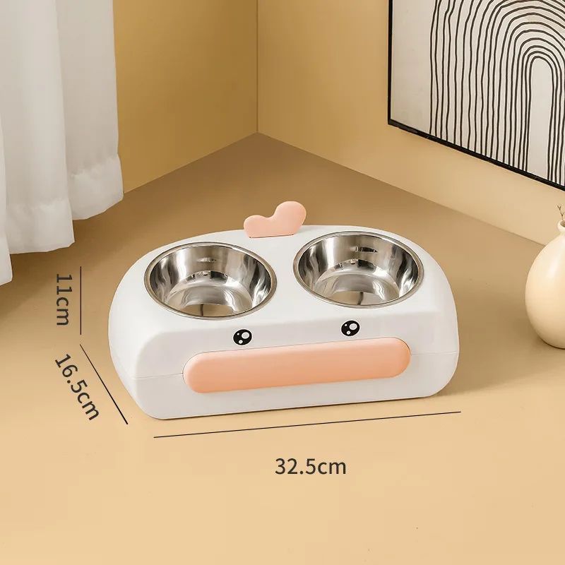 Duck-Shaped Double Pet Bowl for Cats & Dogs