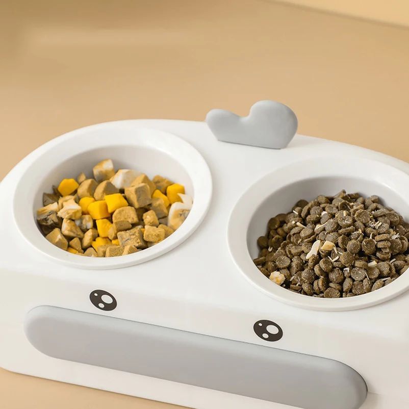 Duck-Shaped Double Pet Bowl for Cats & Dogs