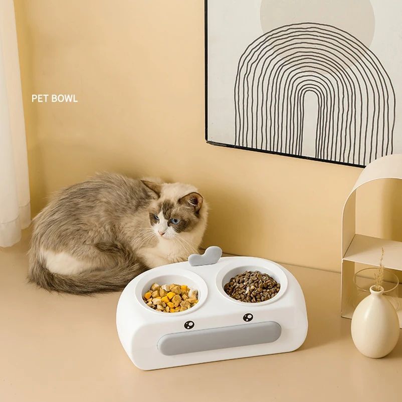 Duck-Shaped Double Pet Bowl for Cats & Dogs