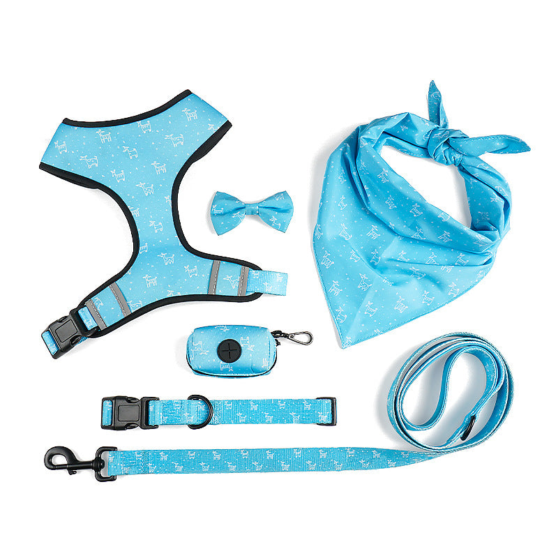 Dog Harness and Leash Set with Bow