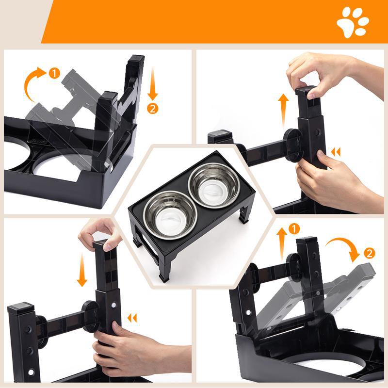 Adjustable Elevated Dog Feeding Bowl with Neck Protection