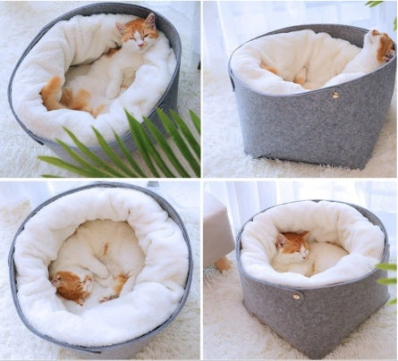 Ultra-Soft Plush Donut Cat Bed for Cozy Comfortable Sleep Everywhere