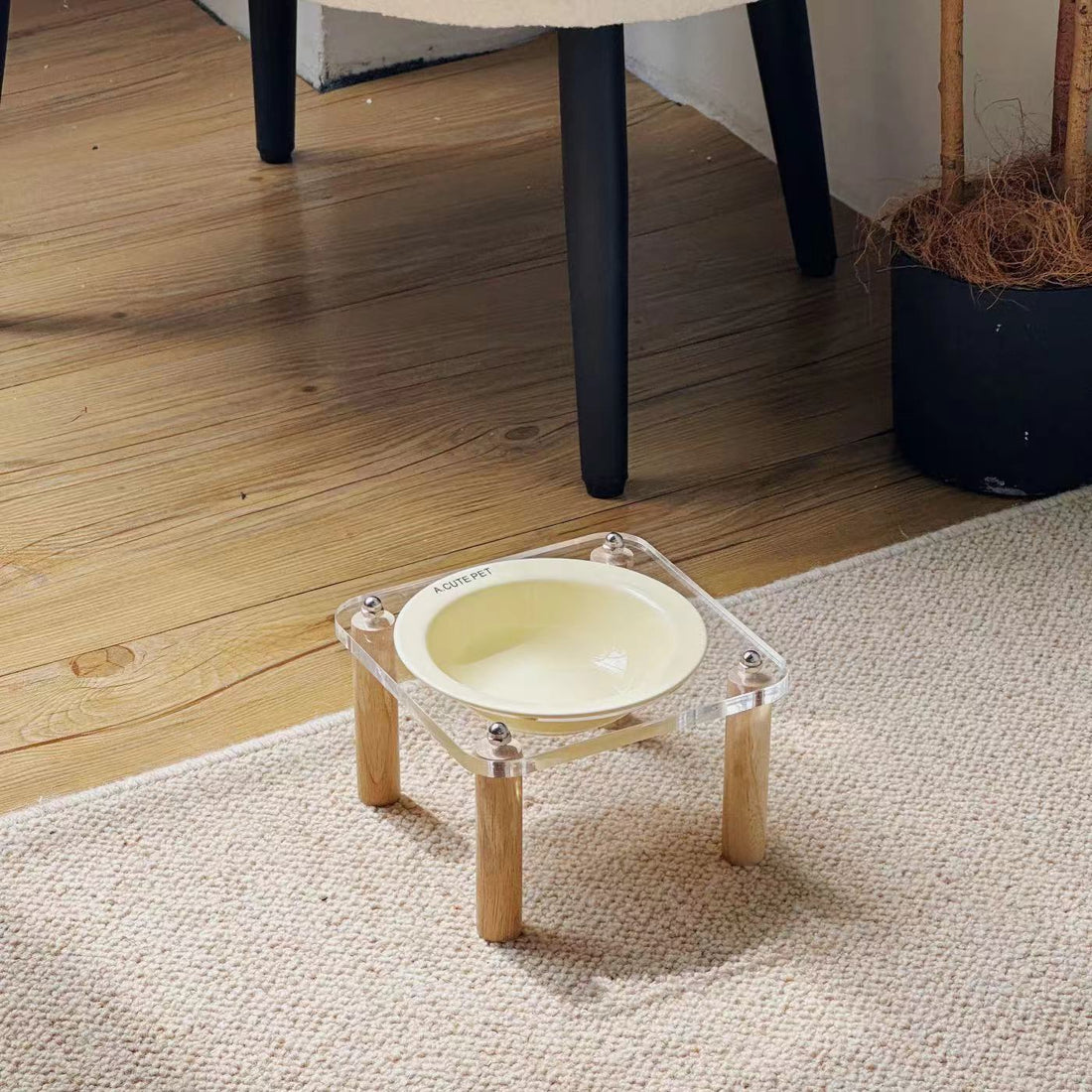 High-Leg Anti-Tip Ceramic Double Bowl for Cats & Dogs