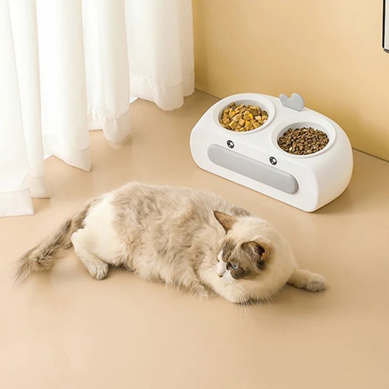 Duck-Shaped Double Pet Bowl for Cats & Dogs
