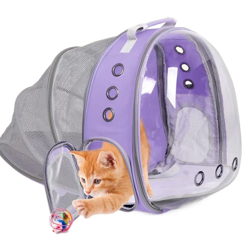 Rear-Expandable Transparent Mesh Backpack for Cats and Small Dogs