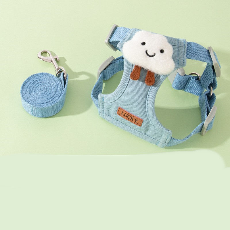 Anti-Breakaway Undershirt-Style Cat Chest Harness with Leash