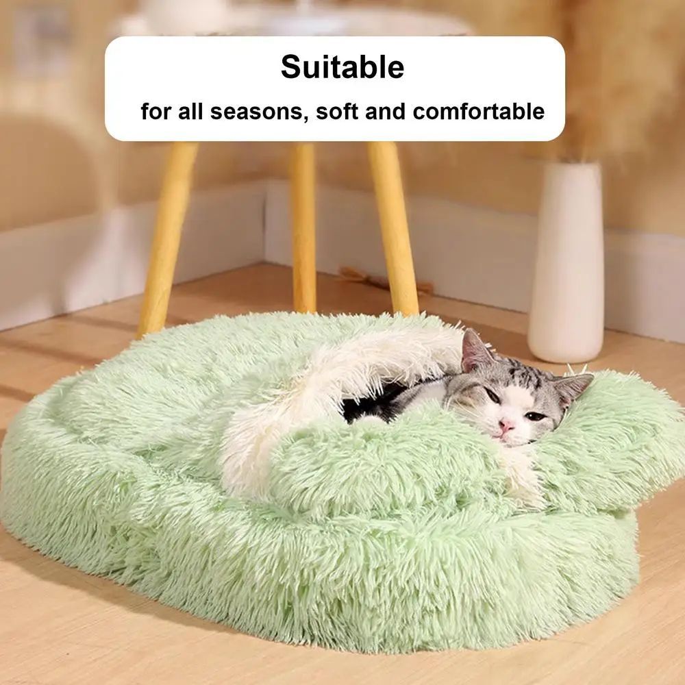 Fluffy Anti-Slip Pet Cave Bed for Small Dogs & Cats