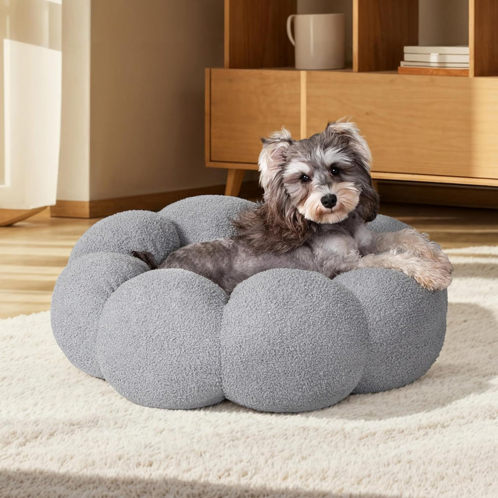 Fluffy Round Calming Cat & Dog Donut Bed, Non-Slip