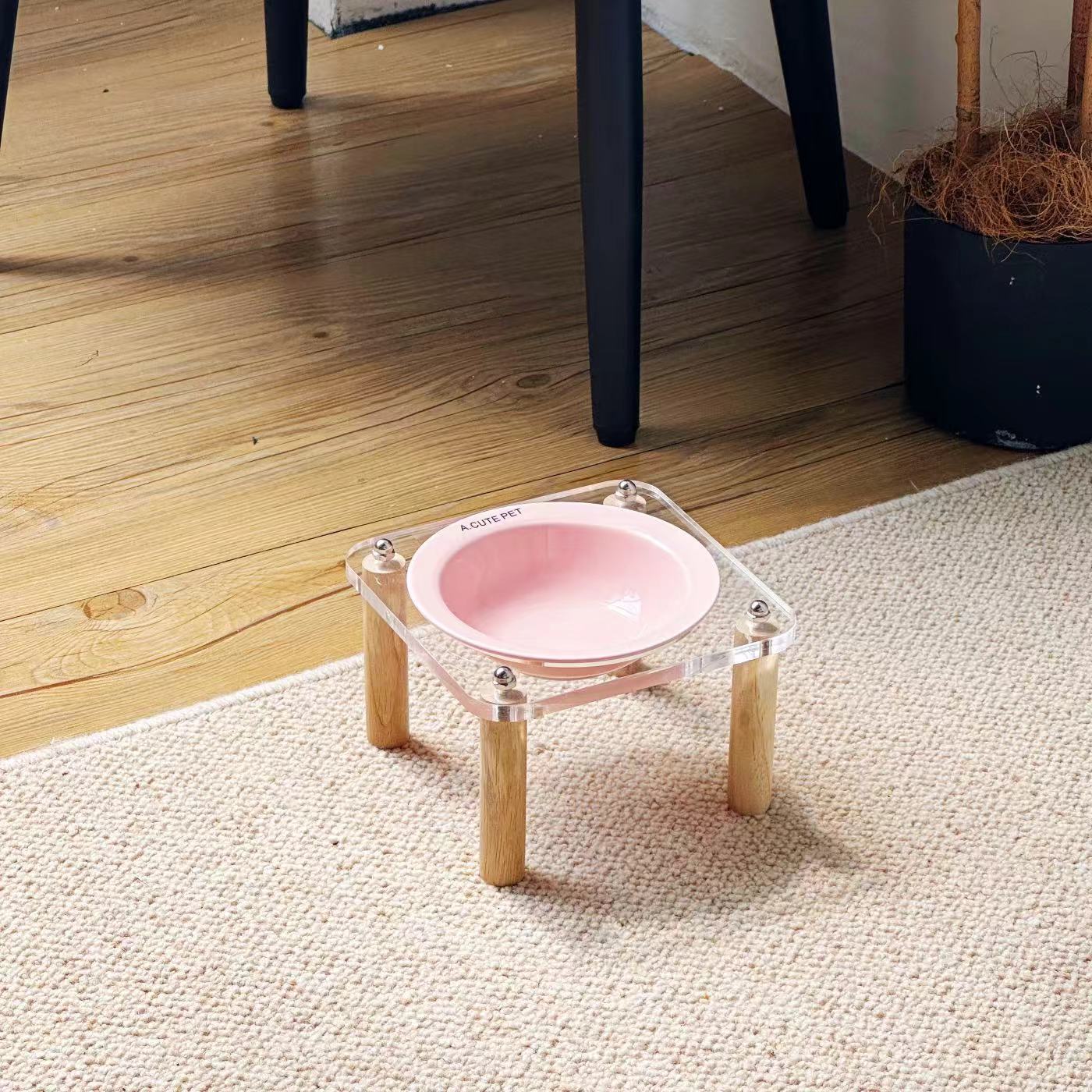 High-Leg Anti-Tip Ceramic Double Bowl for Cats & Dogs