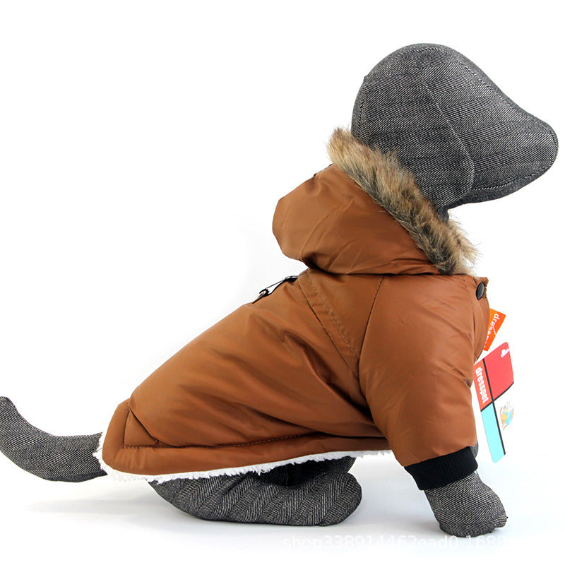 Warm Pet Coat with Traction Rope for Outdoor Adventures