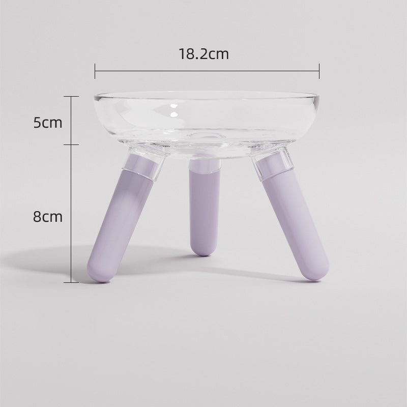 Transparent Anti-Knock Glass Pet Bowl for Cats & Dogs