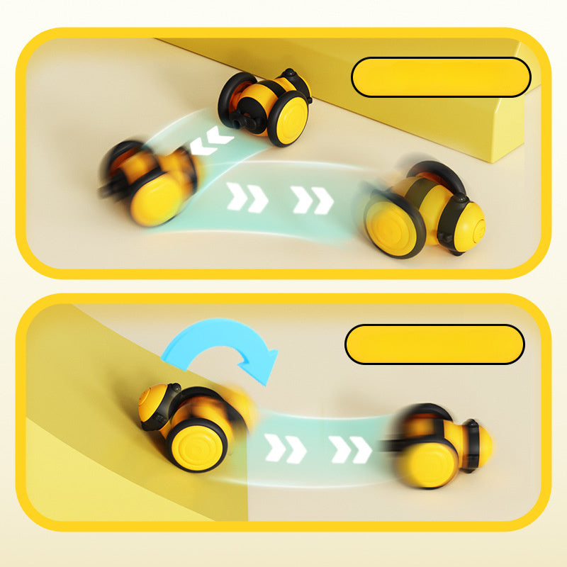Electric Bee Cat Toy with Feather Teaser for Interactive Play