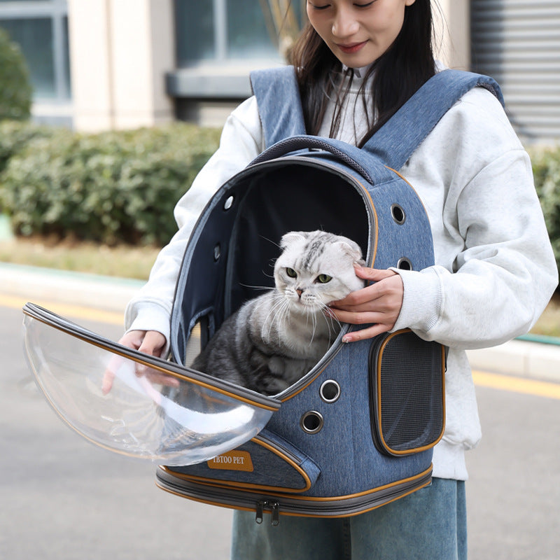 Transparent Large-Capacity Portable Pet Backpack for Cats and Small Dogs