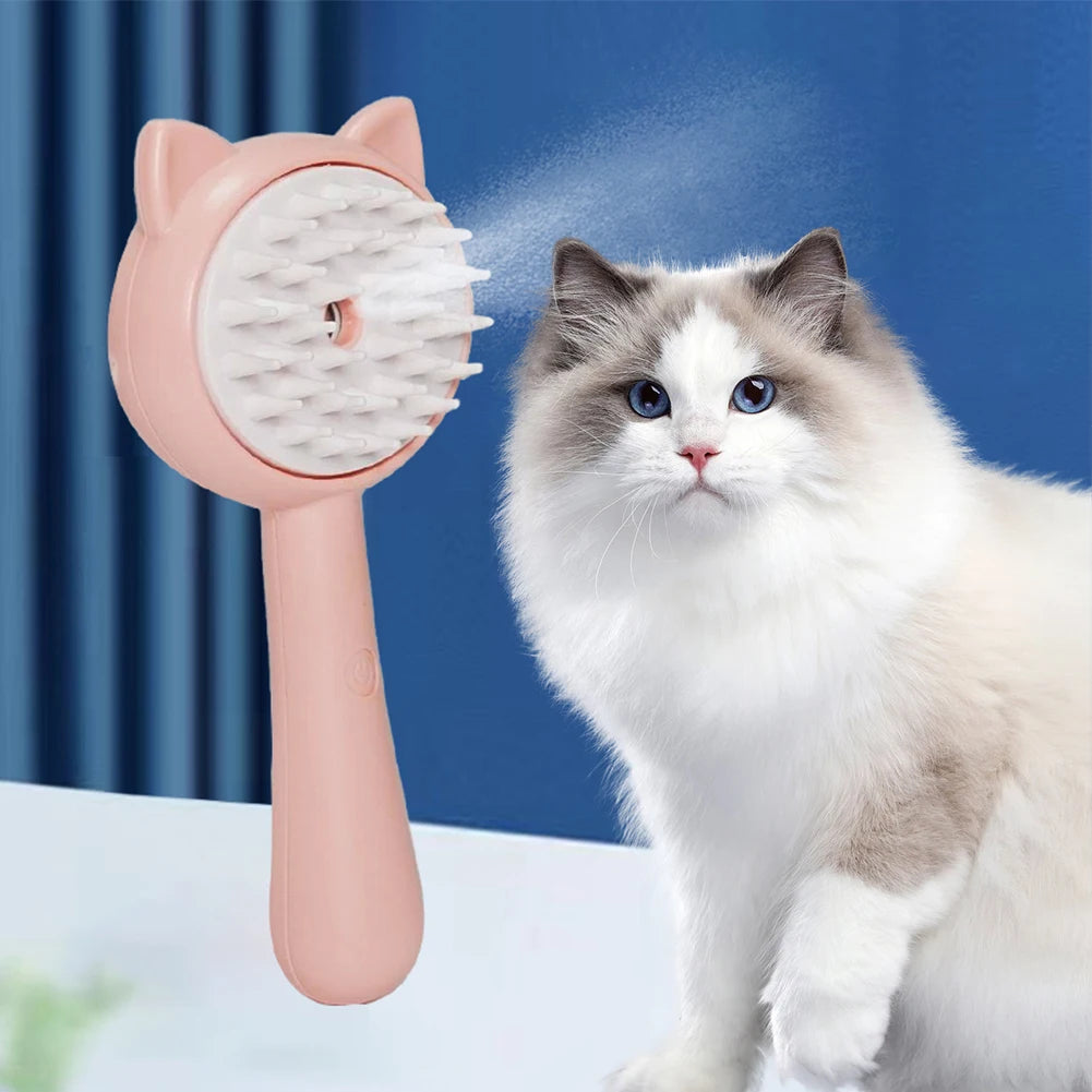 Rechargeable Mist Cat Grooming Brush Self Cleaning Slicker for Pets