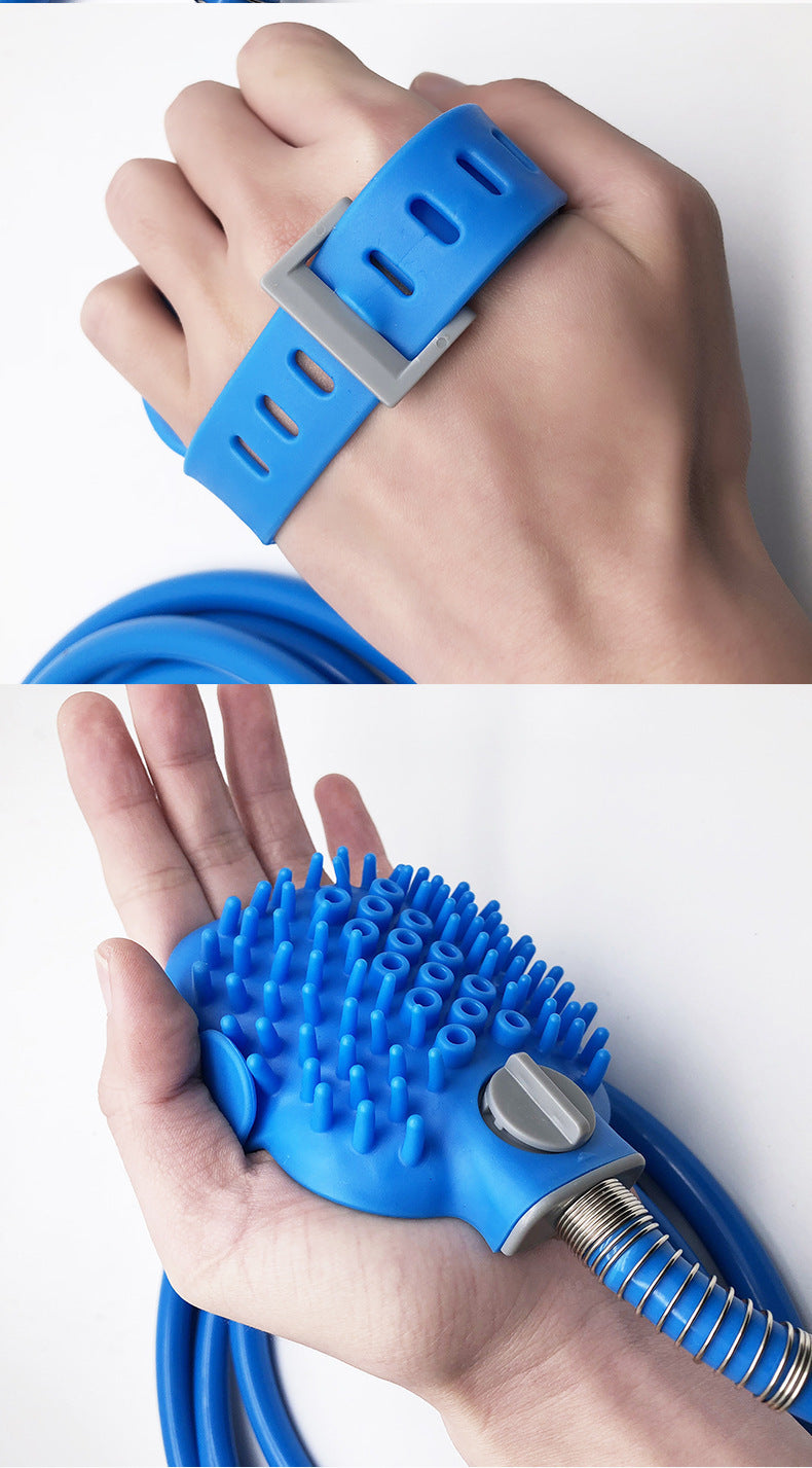 Handheld Pet Bathing Gloves with Silicone Massage Nozzle for Dogs