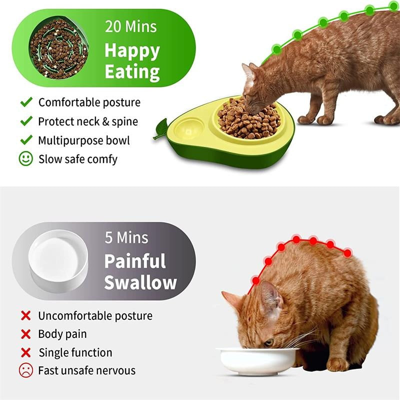 Avocado-Shaped Automatic Water & Slow Feeder for Small Pets
