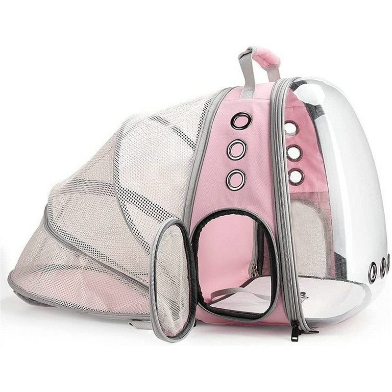 Rear-Expandable Transparent Mesh Backpack for Cats and Small Dogs
