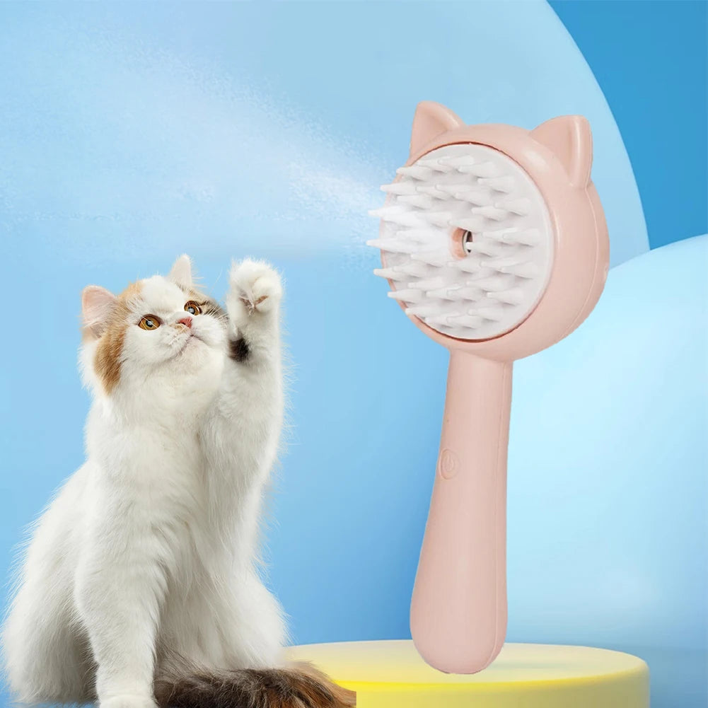 Rechargeable Mist Cat Grooming Brush Self Cleaning Slicker for Pets