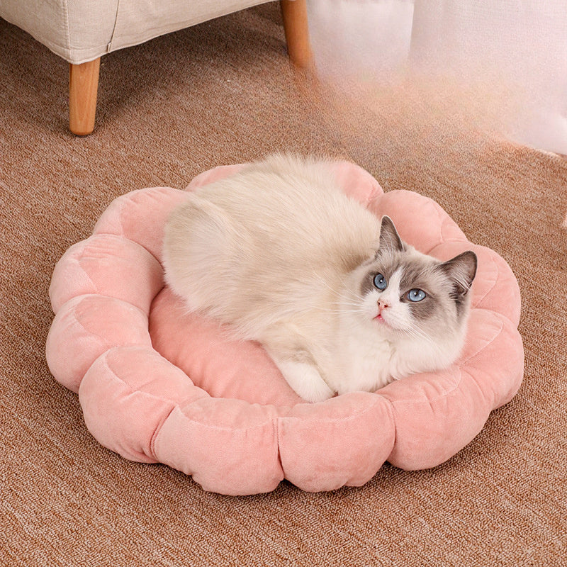 50x50cm Double-Sided Plush Petal Bed for Cats & Dogs