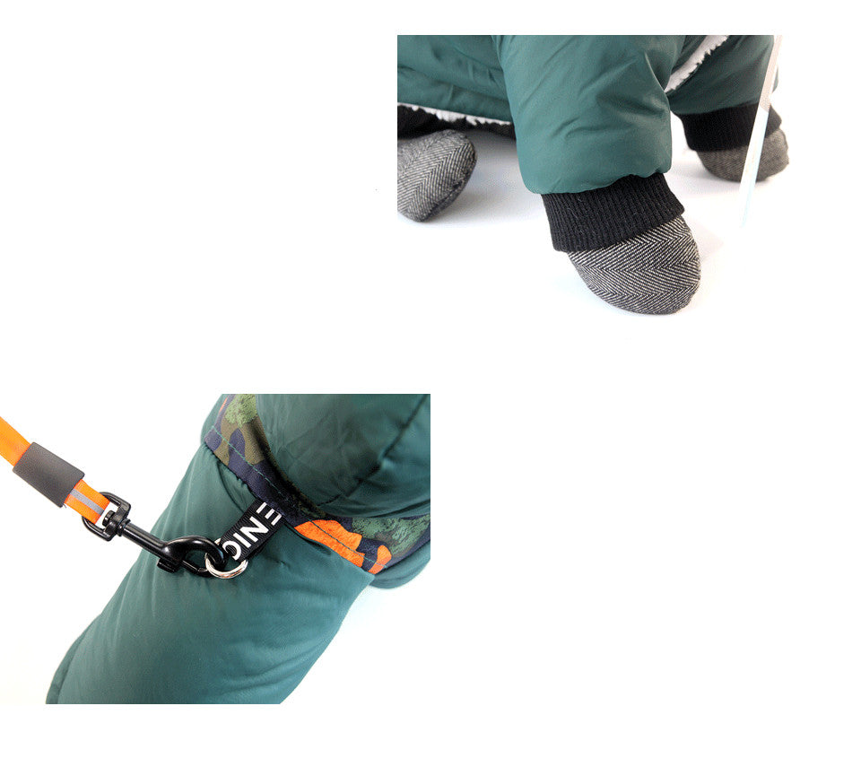 Warm Pet Coat with Traction Rope for Outdoor Adventures