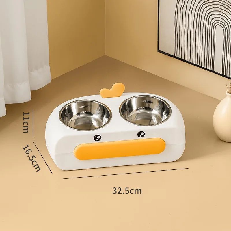 Duck-Shaped Double Pet Bowl for Cats & Dogs