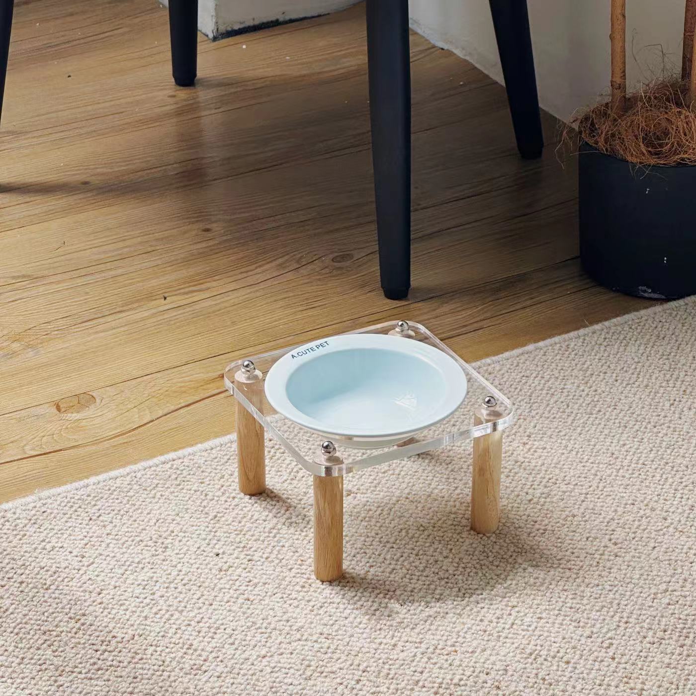 High-Leg Anti-Tip Ceramic Double Bowl for Cats & Dogs