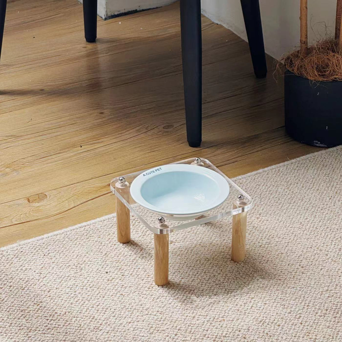High-Leg Anti-Tip Ceramic Double Bowl for Cats & Dogs