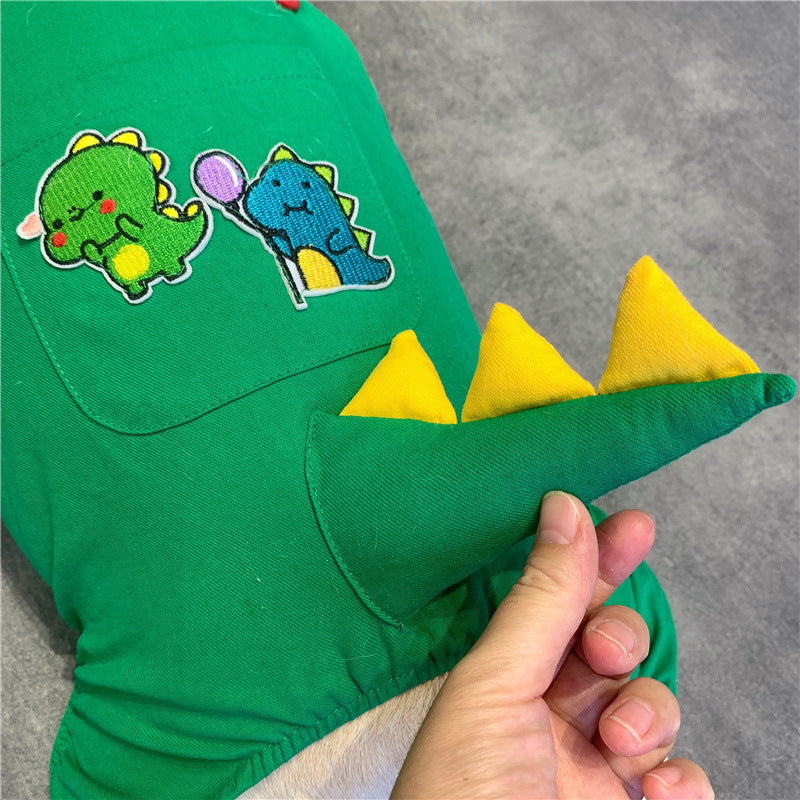 French-Style Dinosaur Suspenders Outfit for Small and Medium Dogs