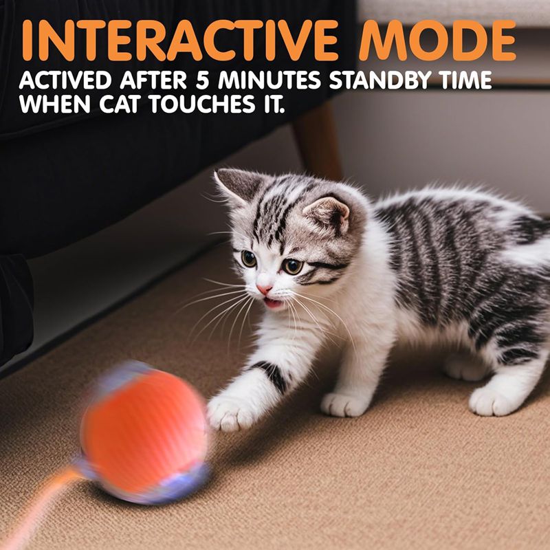 Automatic Interactive Rolling Cat Ball Toy with Rechargeable Sensor