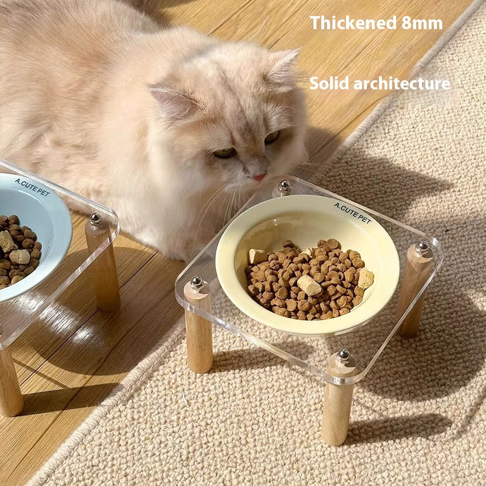 High-Leg Anti-Tip Ceramic Double Bowl for Cats & Dogs