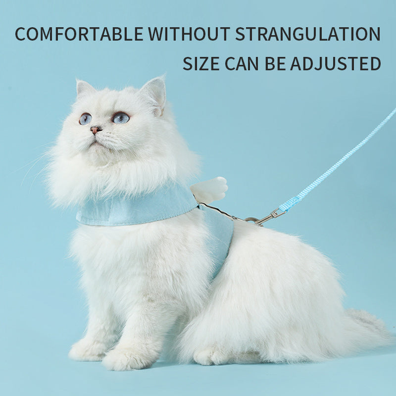 Adjustable Angel Wings Cat Harness and Leash Set, Breathable Comfortable Escape-Proof Design