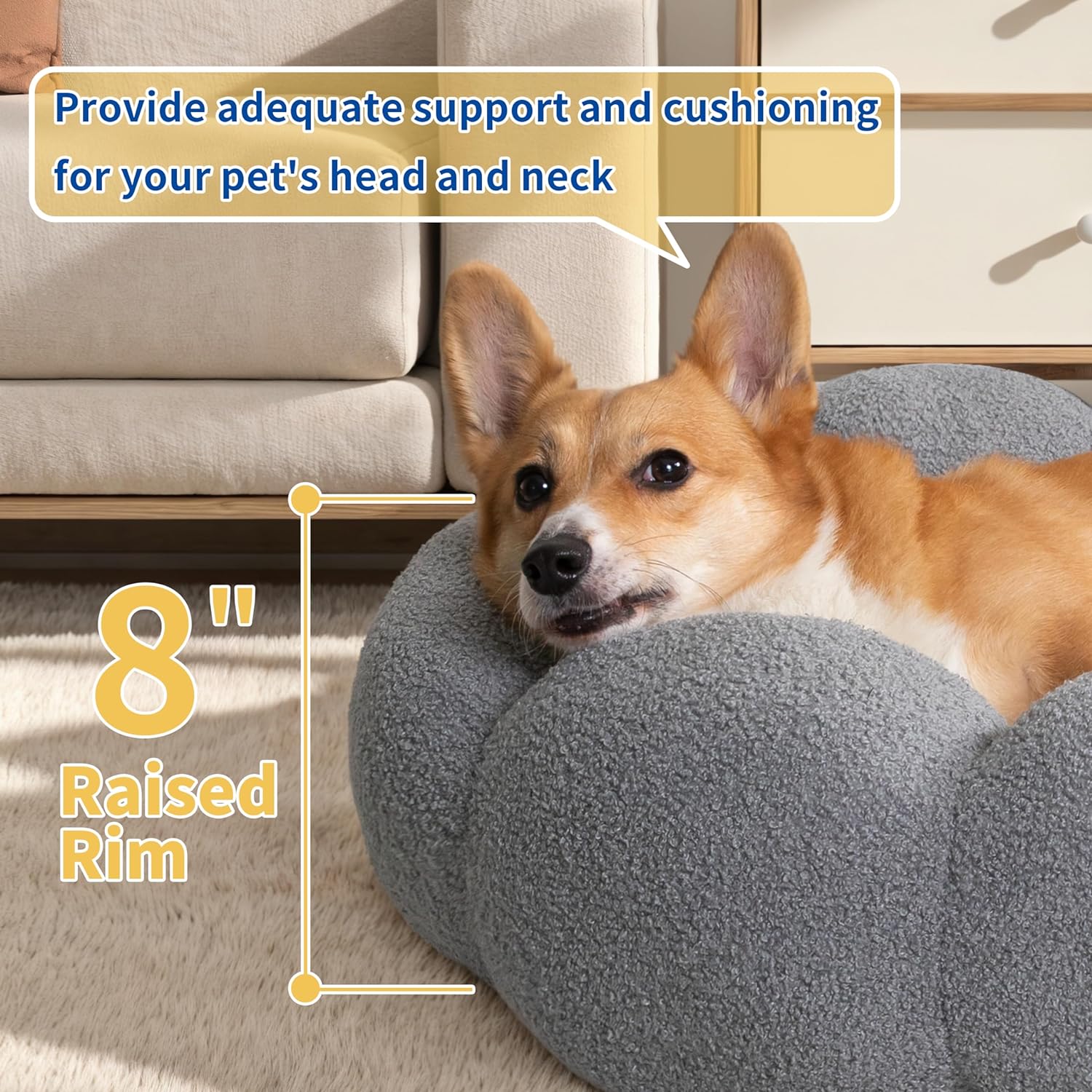 Fluffy Round Calming Cat & Dog Donut Bed, Non-Slip