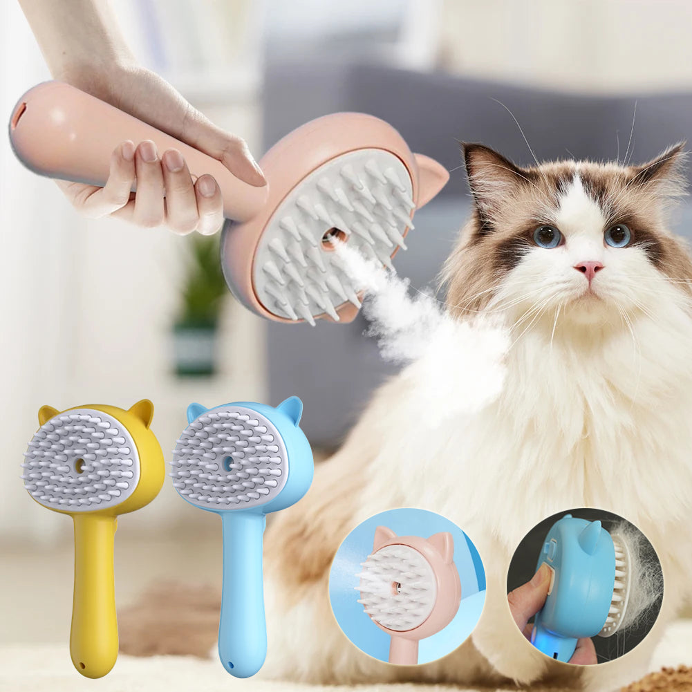 Rechargeable Mist Cat Grooming Brush Self Cleaning Slicker for Pets