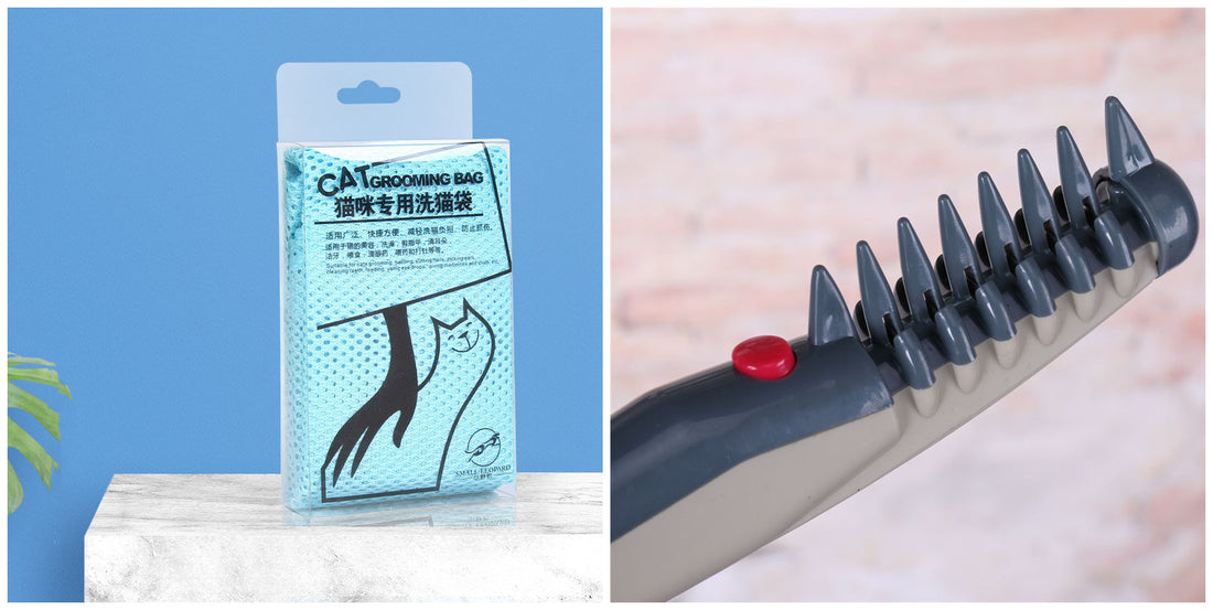 Anti-Scratch Cat Bath Bag with Nail Clipper Accessory