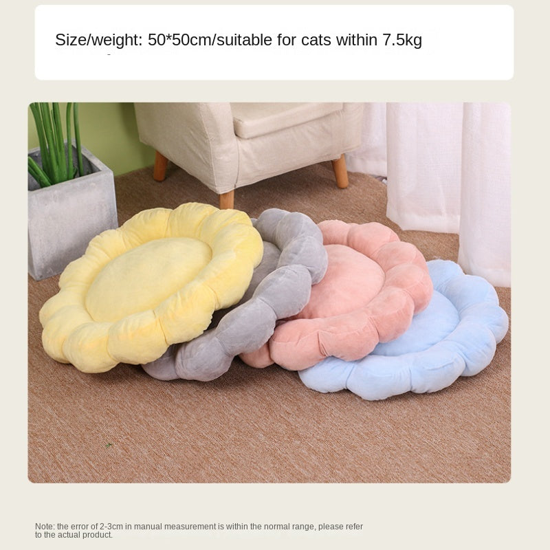 50x50cm Double-Sided Plush Petal Bed for Cats & Dogs