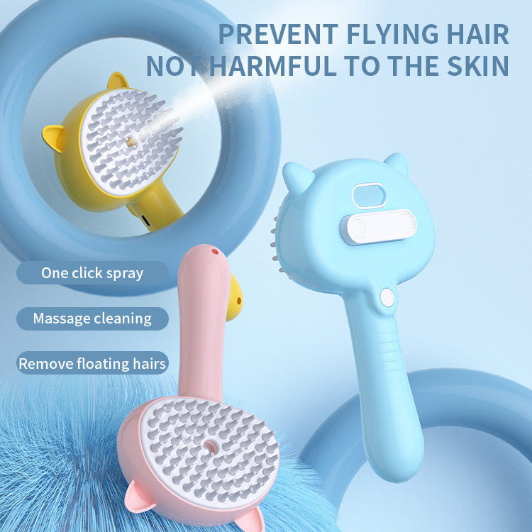 Rechargeable Mist Cat Grooming Brush Self Cleaning Slicker for Pets